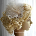 Ivory Rhinestone head piece fascinator Bridal White hairpiece headbpiece Feather Fascinator 1920s Headpiece wedding fascinator